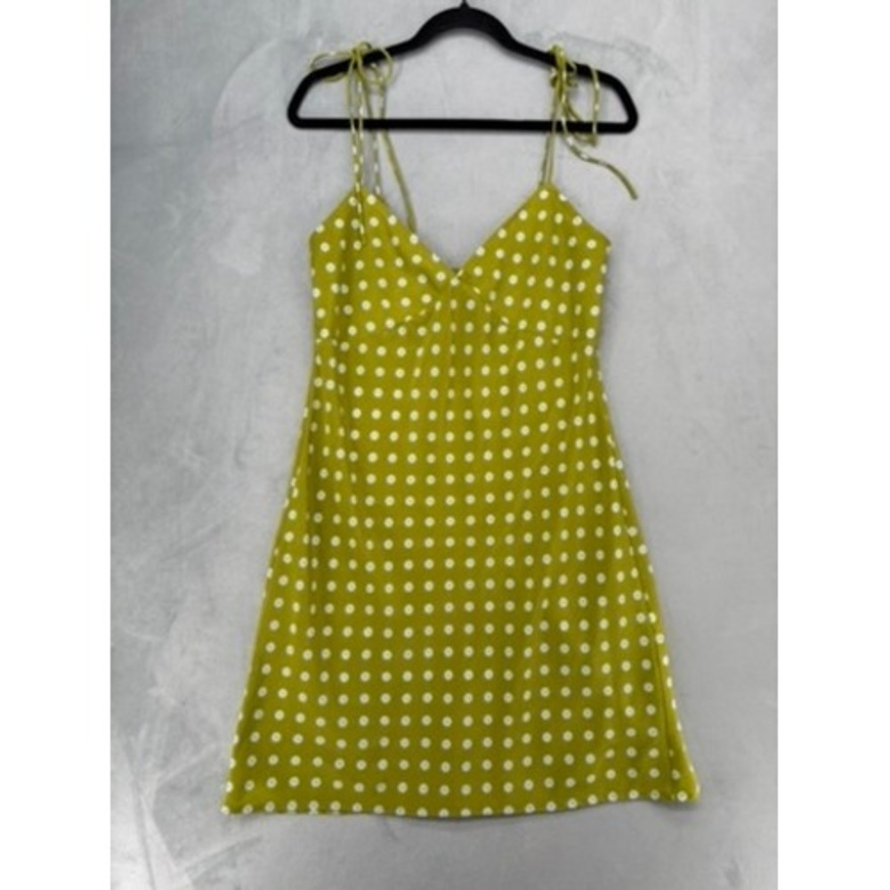 Levi's Mini Slip Dress Small Green Daisy Floral Tie Strap Sun Dress